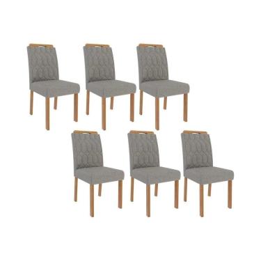 Imagem de Cadeira Sala de Jantar Paola Kit 6 Un Madeirado/Linho Grafite - Cimol