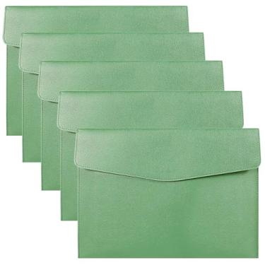 Imagem de Pastas profissionais de documentos de couro PU, pacote com 5 organizadores de portfólio A4 para escritório e negócios, porta-arquivos tamanho carta