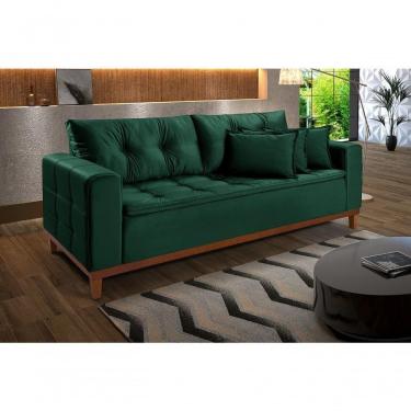 Imagem de Sofá Atenas 1,70 3 Lugares Império Estofados Veludo Verde 181