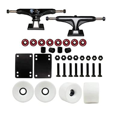 Imagem de Luzhengyang Conjunto de ferramentas de skate de caminhões e rolamentos ABEC-11 Kit de rolamentos de substituição de 12 cm para reparo de rolo de skate longboard - branco