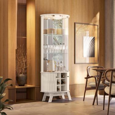 Imagem de Cristaleira Nina Com Vidro Temperado Calacata/off-white