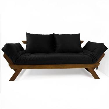 Imagem de Sofá Japão Futon Preto Madeira Maciça Imbuia