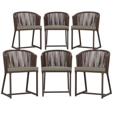 Imagem de 6 Cadeiras De Jantar área Noronha Marrom E8 Trama  Marrom