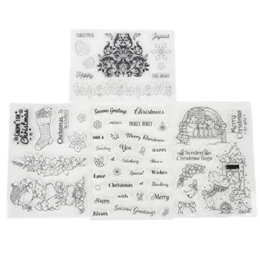 Imagem de Selo transparente mão conta natal diy scrapbook conjunto de carimbo de borracha para fazer cartão álbum de fotos decoração material tpr 4 peças