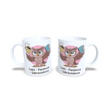 Imagem de Caneca de Cerâmica com Coruja Conselheira, Branca, 325ml, Design Divertido com Mensagem em Português (18997)