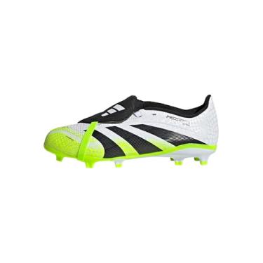 Imagem de adidas Tênis unissex infantil League Predator Fold-Over Tongue Firm Multi Ground, Branco/preto/limão lúcido, 12 Little Kid