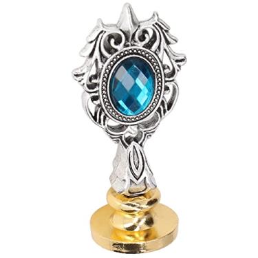 Imagem de GLOGLOW Carimbo de Cera Estilo Vintage, Liga Premium Com Alça Removível, 2,87 X 1,02 Polegadas, para Cartões, Envelopes, Projetos DIY (K02-Caixa azul marinho, alça de diamante azul)