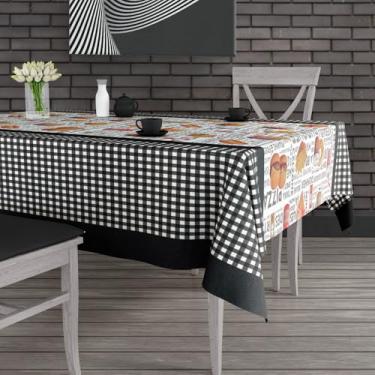 Imagem de Toalha de Mesa Plástica Térmica Impermeável para 4 6 e 8 Lugares Toalha Retangular Antiderramamento para Cozinha e Sala (FAST FOOD,6 Lugares)