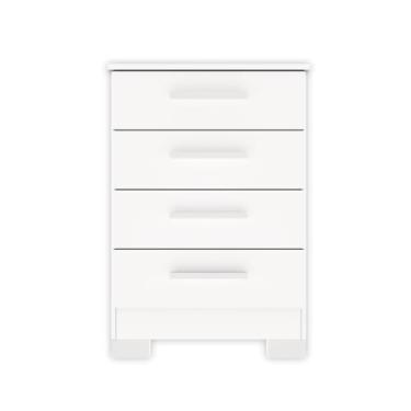 Imagem de Cômoda com 4 Gavetas e Pés de Plástico Ideal para Quarto ou Escritório (Branco)