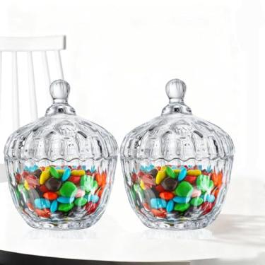 Imagem de Prato de vidro transparente com tampa design ondulado tigela de armazenamento de açúcar de cristal decorativa coberta organização de alimentos pote de biscoito pote de tempero para festa de cozinha em