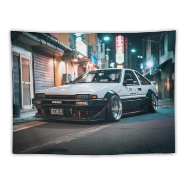 Imagem de HouLaiZhe JDM Tapeçaria de carro clássica retrô Jdm carro Ae 86 pendurar na parede quarto decoração de casa tapeçarias estética piquenique decoração de parede arte de parede para dormitório sala de