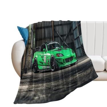 Imagem de HouLaiZhe Cobertor Super Macio Flanela Carro Esportivo S2000 JDM Antigo Armazém Leve Cobertores de Refrigeração para Sofá-Cama Cadeira Sofá Carro Viagem ao Ar Livre Leve Quente 127 cm x 178 cm