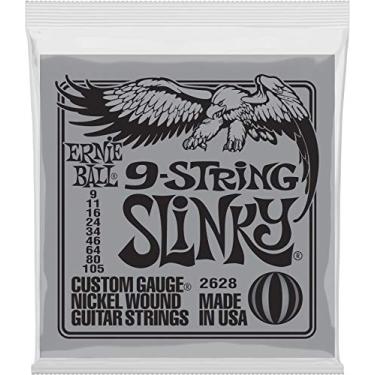 Imagem de Cordas de guitarra elétrica 9 cordas Ernie Ball Skinny Top Heavy Bottom Slinky Nickel Wound P02628, calibre 9-105