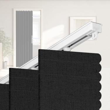 Imagem de Jilron Cortina de porta sanfonada, suporte de trilho de cortina adesiva, 100% blackout para portas sanfonadas, divisórias de quarto, portas temporárias, portas de armário, preto 109 cm L × 192 cm C, 1