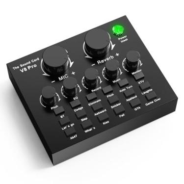 Imagem de Mixer de áudio de transmissão e gravação de karaokê V8 - Placa de som externa USB para KTV ao vivo, gravação e bate-papo por voz