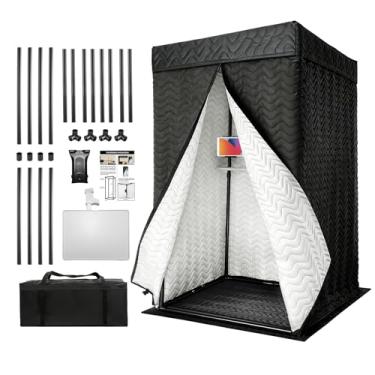 Imagem de Cabine vocal portátil, cabine de gravação dobrável de 200 x 81 cm x 81 cm para estúdio em casa, isolamento de som e viagens - fácil de montar com bolsa de viagem para podcasts, locuções, cantar