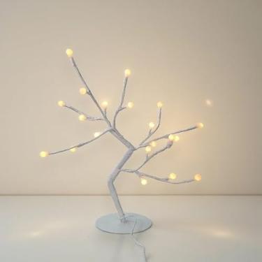 Imagem de Árvore LED Decorativa de Mesa, 40cm, Base Metal Branca, 20 Luzes, Bivolt, Ideal para Natal e Decoração