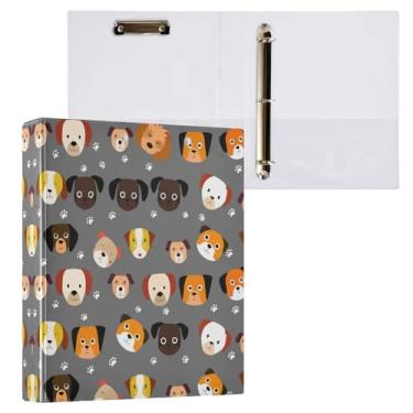 Imagem de STAYTOP Organizador de fichário redondo de cachorro fofo, fichário de 3 anéis com prancheta (carta A4), fichário fofo para material de escritório escolar