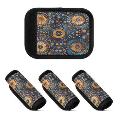 Imagem de Qilmy Linda alça de bagagem com estampa de mandala, pacote com 4 identificadores de bagagem, etiqueta confortável, alças para carrinho de bebê, mala de viagem, acessórios de viagem de avião405