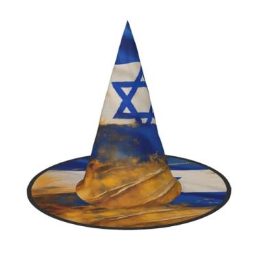 Imagem de SKKNT Chapéu de bruxa de Halloween com estampa de bandeira israelense, unissex, acessório de fantasia de carnaval, boné, festas, eventos temáticos