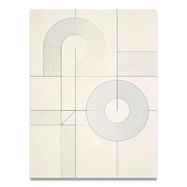 Imagem de Círculos mínimos Arte em tela minimalista: Serenidade tons neutros grande área em branco para decoração de espaço calmo 30 x 45 cm sem moldura