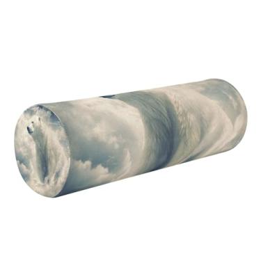 Imagem de Burbuja Almofada de rolo redondo com urso polar em nuvem para alívio da dor no pescoço, almofada de viagem cervical de espuma viscoelástica com capa lavável removível para cama, cabeça e pernas