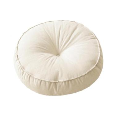 Imagem de XLWLLNJ Almofada Redonda para Chão, Assento, Cama Ou Cadeira de Meditação, Feita de Linho, Confortável E Respirável, Ideal para Sala de Estar, Quarto Ou Escri, Bege, Tamanho real