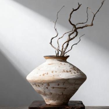 Imagem de Vaso de cerâmica enferrujado – Cerâmica Wabi Sabi envelhecida para decoração de casa, vaso de argila vintage para casa de fazenda rústica ou centros de mesa modernos, quarto, prateleira ou sala de