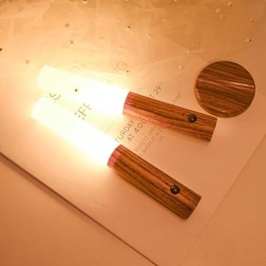 Imagem de KIT 2 Luz Noturna Inteligente com Sensor LED Lâmpada Magnética Recarregável De Parede ou Cabeceira para Casa MT318 (6) (MT318 BEGE LUZ QUENTE,2UNI)