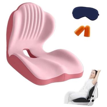 Imagem de SNCIDSGE Almofada de postura e assento, almofada em forma com suporte para as costas - almofada ergonômica para cadeira para sentar por muito tempo, antiderrapante, para escritório e carro (rosa)