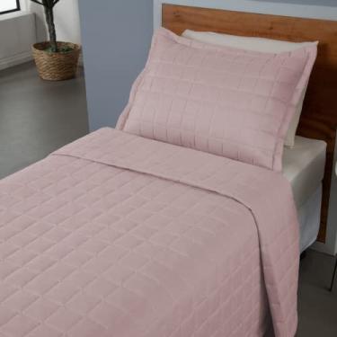 Imagem de Kit 2 Pçs Cobre Leito Solteiro Soft Dupla Face Matelado Rosê