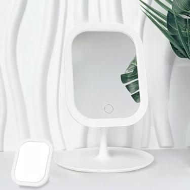 Imagem de CWPJUNDGP Espelho de LED com espelho de luz para espelho de mesa de dormitório