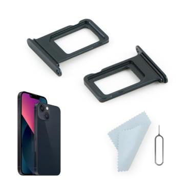 Imagem de 2 peças de bandeja de cartão SIM para iPhone 13 substituição de compartimento de cartão SIM para iPhone 13 A2482, A2631, A2633, A2634, A2635 com pino de ejeção aberto (azul da meia-noite)