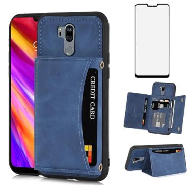 Imagem de Asuwish Capa de telefone para LG G7 ThinQ Capa carteira com protetor de tela de vidro temperado e suporte para cartão de couro PU LGG7 One G 7 Plus LG7 Fit LG7ThinQ 7G Thin Q G7+ G7thinq LGG7thinq Men