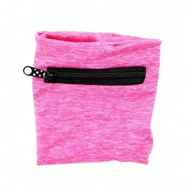 Imagem de Bolsa carteira de pulso elástica com zíper braçadeira respirável leve armazenamento seguro porta-cartão chave dinheiro (2 peças rosa)
