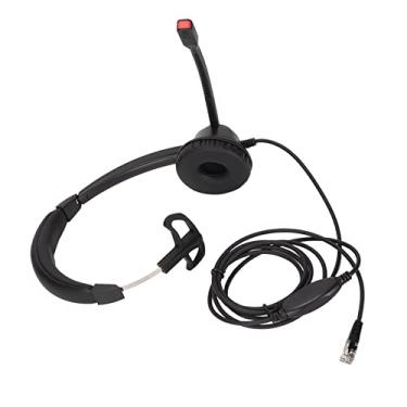 Imagem de Cryfokt Fone de Ouvido Empresarial RJ9 Com Microfone Com Cancelamento de Ruído, Fone de Ouvido Monoaural de um Lado para Chamadas Em Conferência, Telemarketing ABS Preto