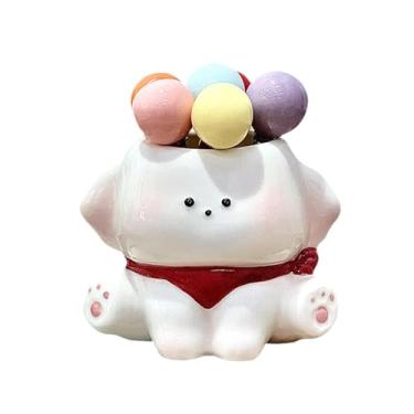 Imagem de ＫＬＫＣＭＳ Garfos para frutas com suporte de cachorrinho de cerâmica, palitos para sobremesas e outros alimentos, perfeitos para o chá da tarde, Lenço Vermelho