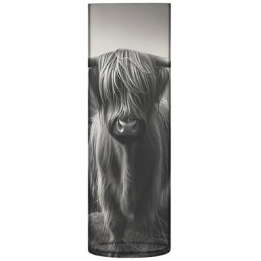 Imagem de Vasos e plantadores de plástico floral com estampa de animais fofos vasos de flores cilíndricos para centros de mesa decoração floral de sala de estar, 30 cm x 9,9 cm