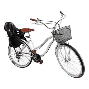 Imagem de Bicicleta Aro 26 Retrô Beach 18v Cadeirinha Traseira Branco