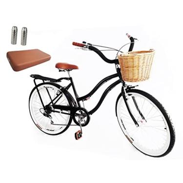 Imagem de Bicicleta aro 26 com bagageiro assento acolchoado pedaleiras