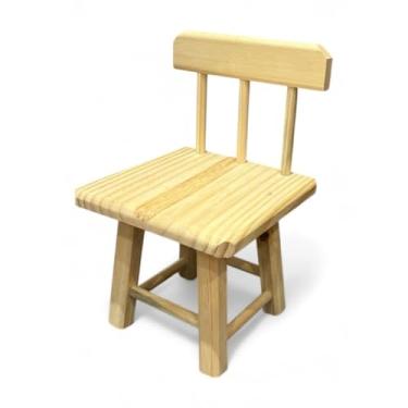 Imagem de Banquinho Madeira Maciça com Encosto 20cm Para Cozinha(1,COM VERNIZ)