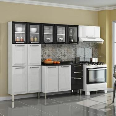 Imagem de Cozinha Itatiaia Tarsila Compacta 4 Pecas 5 Vidros Branca/preta Paneleiro 80 cm