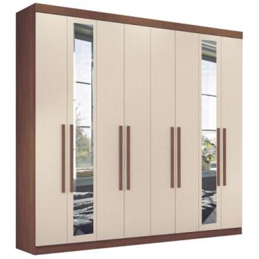 Imagem de Guarda Roupa Casal Com Espelho 8 Portas Paris Jatobá Areia