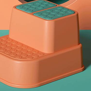 Imagem de POCREATION Banquinho para Banheiro, Banquinho de Plástico Antiderrapante para Bebês e Crianças, Com Estrutura Resistente e Prevenção de Tombamento (Vermelho 2 camadas)