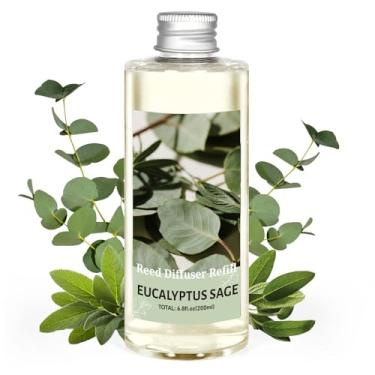 Imagem de STRN Refil de difusor de palheta, aromaterapia de longa duração de 200 ml, fragrância natural de sálvia de eucalipto para casa, quarto, spa