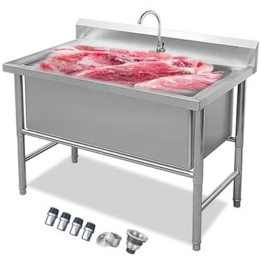 Imagem de Banheira de lavanderia de nível comercial, pias de lavanderia, pia de cozinha de estação de trabalho, lavagem de pia de aço inoxidável, pia comercial independente, pia de cozinha de tigela única