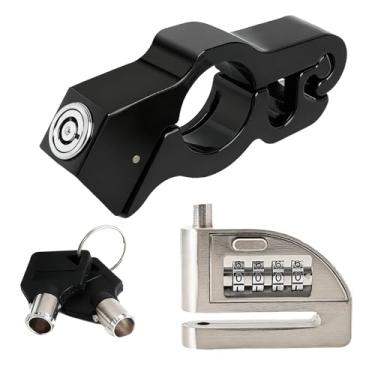 Imagem de GTYKMY Travas de motocicleta antiroubo, trava de disco de roda combinada de 4 dígitos, trava de guidão de freio universal para motocicletas, quadriciclos, motocicletas, ciclomotores, scooters