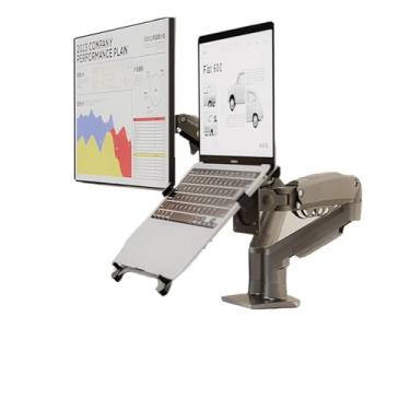 Imagem de Suporte de combinação de monitor dois em um para notebook, suporte de computador externo de tela dupla, braço mecânico, suporte dobrável, suporte suspenso, vertical, ajustável, para tablet (preto)