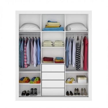 Imagem de Quarto de Casal Laura com Guarda Roupa Casal 3 Portas e Cômoda Siena Móveis Branco