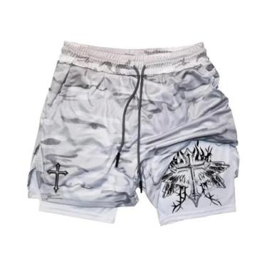 Imagem de Shorts De Compressão Masculinos Cristãos 2 Em 1 Para Treino, Corrida E